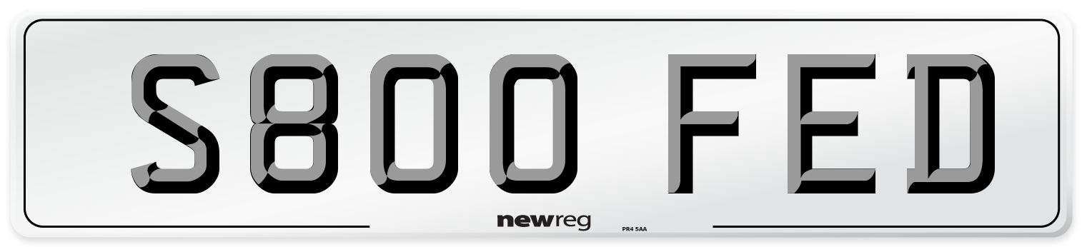 S800 FED Number Plate from New Reg